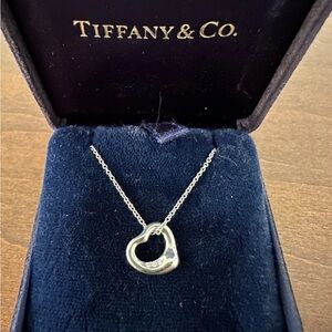 Tiffany Platinum Diamond Open Heart Necklace